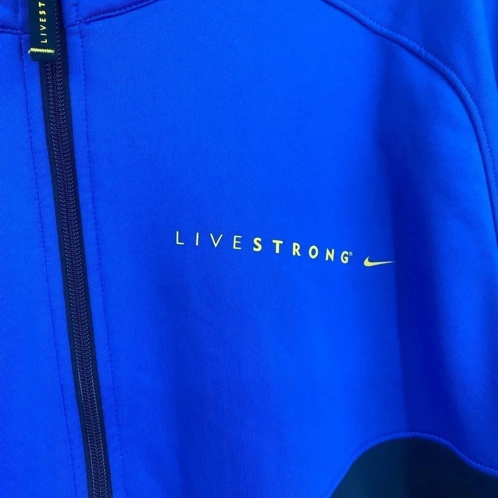 Nike Livestrong Mens DRI Fit Zip Up Jacket Size XLARGE Blue With Black. - Picture 2 of 11